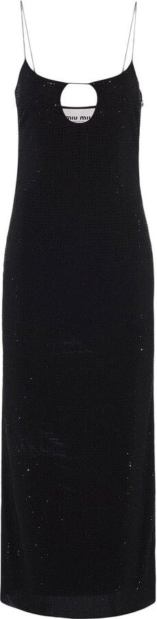MIU MIU Black Dress w/Lace Inlay Bow & Multi Tiered Silk