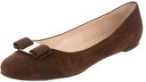 Thumbnail for your product : Ferragamo Bow-Embellished Suede Flats