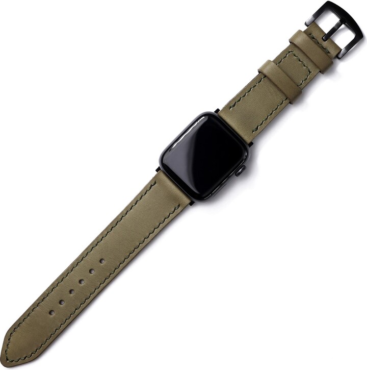 Roarcraft Green Apple Watch Ultra Custom Made Leather Watch Strap - Olive