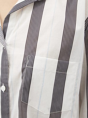 POUR LES FEMMES Striped Cotton-lawn Pyjamas - White Multi