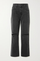 Thumbnail for your product : GRLFRND Amanda Distressed High-rise Straight-leg Jeans - Black