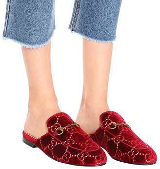 Gucci Princetown GG velvet slippers