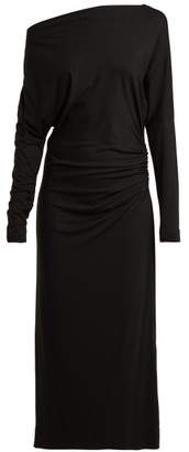 Vivienne Westwood Thigh Boat Neck Ruched Midi Dress - Womens - Black
