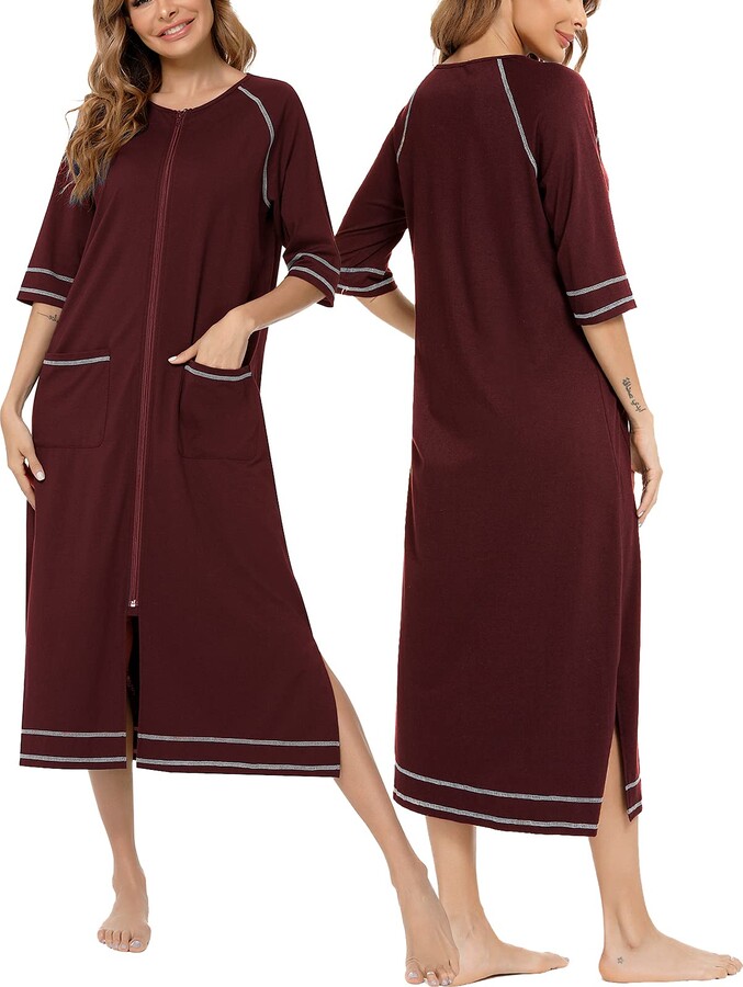 Veseacky Maternity Zipper Robe for Hospital Labor and Delivery Nursing