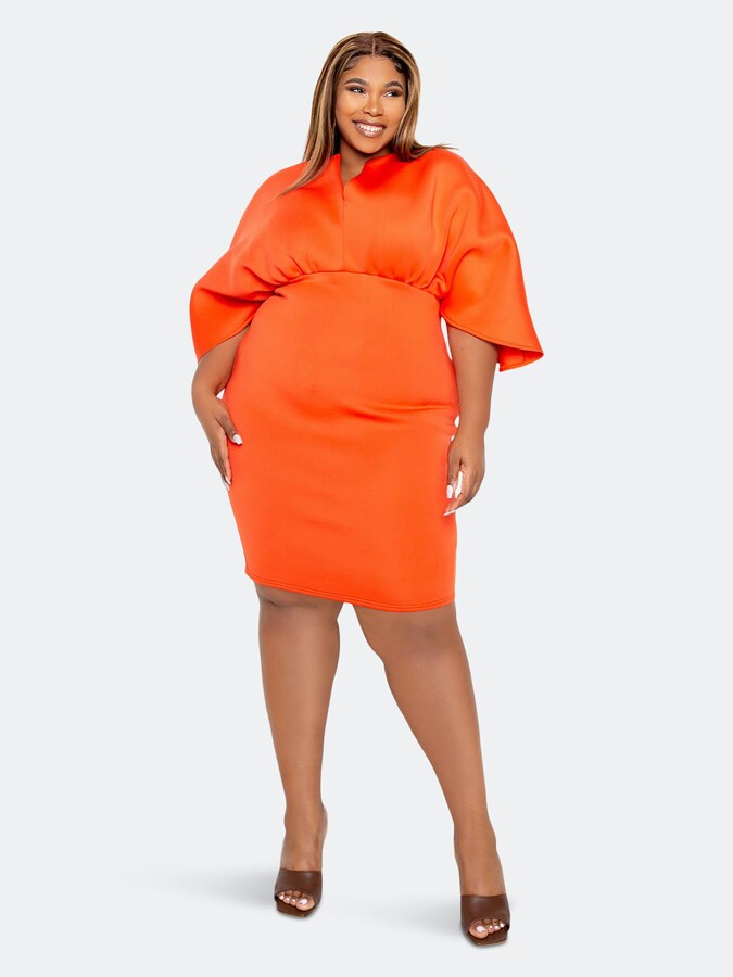 orange and blue plus size dress