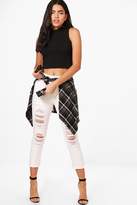 Thumbnail for your product : boohoo Runa Cropped Tapered Ankle Mom Jeans