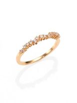 Thumbnail for your product : Suzanne Kalan White Sapphire & 14K Yellow Gold Wavy Cluster Ring