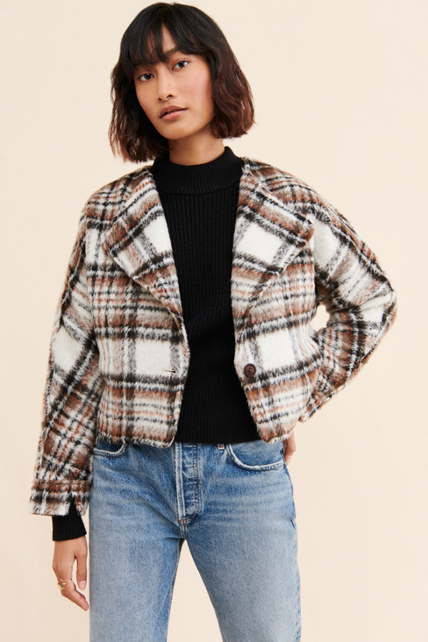 checkered cropped jacket