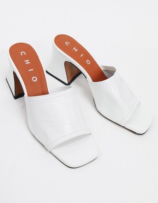 CHIO mules with flared heel in white leather
