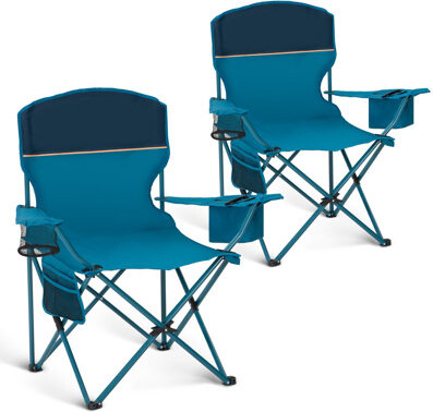 Camping Chair 2 Pack Portable Chair With 3-Can Cooler Folding Chair With Side Pocket And Cup Holder, Collapsible For Camping, Tailgates, Beach, Fishin