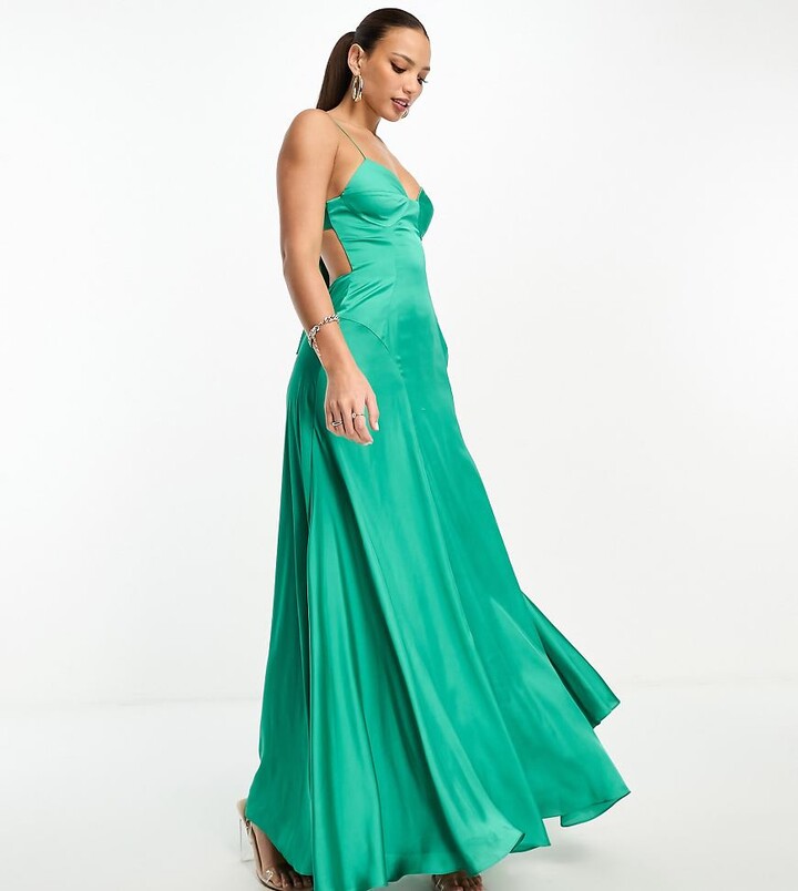 ASOS Tall ASOS DESIGN Tall strappy back satin maxi skater dress in