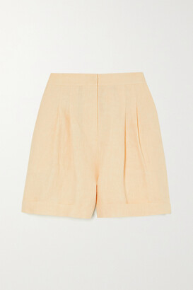 Le Kasha + Net Sustain X Lg Electronics Pleated Organic Linen Shorts -  Yellow - ShopStyle