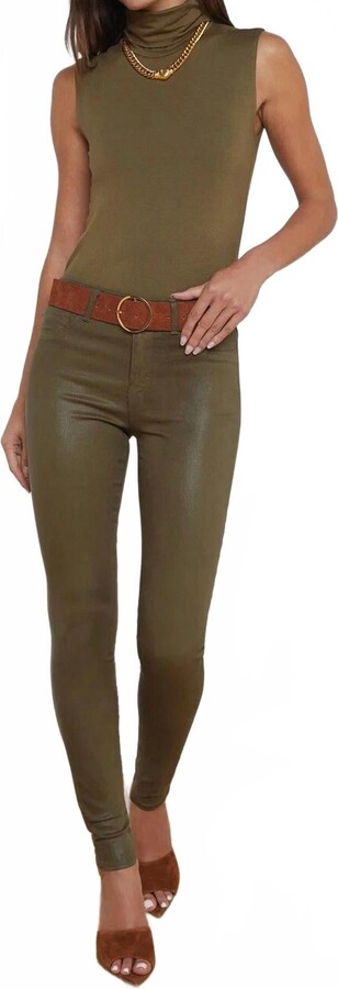 L'Agence Margot High Rise Skinny Coated Jean In Army