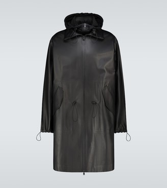 Bottega Veneta Long leather hooded coat