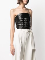 Thumbnail for your product : Manokhi Leather Strapless Cropped Top