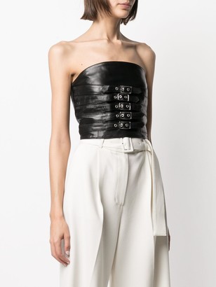 Manokhi Leather Strapless Cropped Top