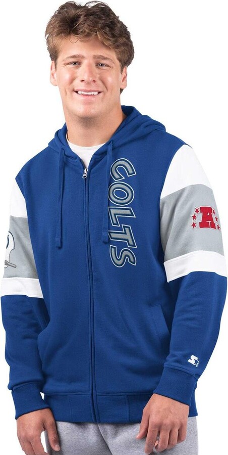 Starter Men's Royal Indianapolis Colts Extreme Logo Full-Zip Hoodie - Royal Gray