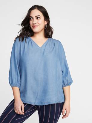 Old Navy Chambray Plus-Size Peasant Blouse