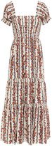 Thumbnail for your product : Tory Burch Shirred Floral-print Cotton-blend Poplin Midi Dress