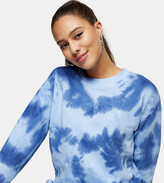 Thumbnail for your product : Topshop Petite tie dye sweatshirt in blue