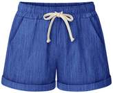 Thumbnail for your product : fereshte Womens Elastic Waist Cotton Linen Casual Beach Shorts with Drawstring Tag 2XL