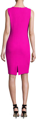 St. John Clair Knit Jewel-Neck Dress, Pink