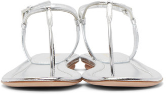 Prada Silver Laminated Thong Sandals