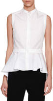 Thumbnail for your product : Alexander McQueen Sleeveless Waterfall Peplum Shirt, White