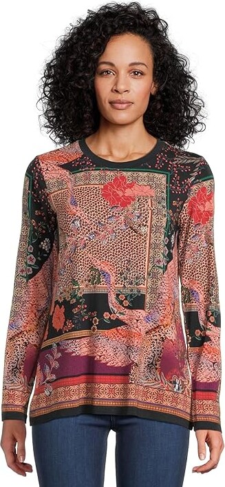 Johnny Was The Janie Favorite Long Sleeve Crew Neck Tee- Depo Women's Clothing Deponio : MD, Rayon/Spandex