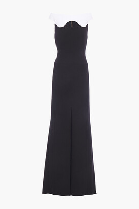 Roland Mouret Cutout Pleated Wool-crepe Gown