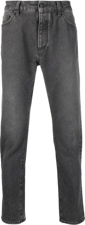 Black Logo Print Straight Leg Jeans