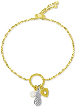 Kona Bay Pineapple & Imitation Pearl Charm Bolo Bracelet in Gold-Plate & Silver-Plate