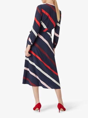 Hobbs London Ginnie Striped Midi Dress, Navy/Multi