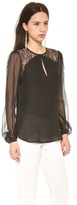 Thumbnail for your product : Haute Hippie Long Sleeve Keyhole Blouse
