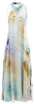 Thumbnail for your product : Roksanda Leesha Watercolour-print Silk-charmeuse Maxi Dress - Gold