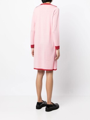 Paule Ka Piped-Trim Merino Wool Mini Dress