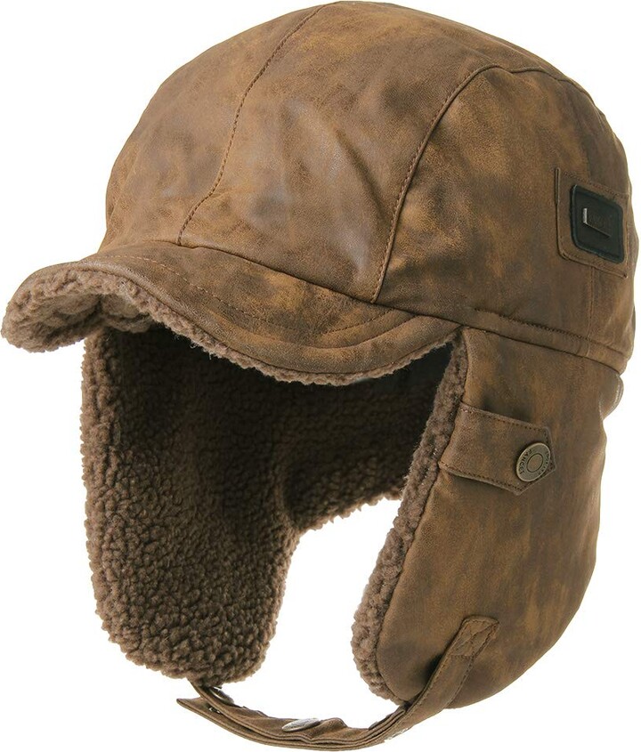 Fancet Winter Faux Leather Aviator Trapper Trooper Bomber Shooting Hunters Fur Earflaps Hat