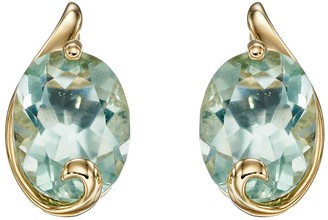 Love Gold 9ct Yellow Gold Swirl Stud Earrings set with Green Flourite