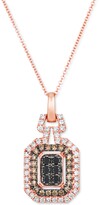 Thumbnail for your product : LeVian Multicolor Diamond (3/4 ct. t.w.) Rectangular Halo Cluster 18" Pendant Necklace in 14k Rose Gold