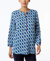 Thumbnail for your product : JM Collection Printed Pleated-Back Blouse, Created for Macy's