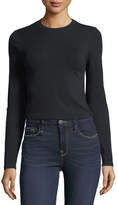Thumbnail for your product : Frame Elbow-Slit Long-Sleeve Cropped Cotton Top