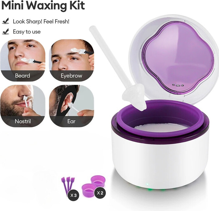 DUTRIEUX Mini Painless Wax Kit for Men,Women,Wax Heater Machine with 2 Silicone Bowls,3 Silicone Sticks for Nose,Ear,Underarm Hair Remova