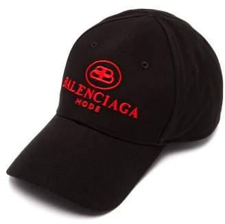 Balenciaga Logo-embroidered Cotton Baseball Cap - Mens - Black