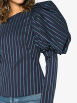 Thumbnail for your product : Osman Asymmetric Striped Cotton Top