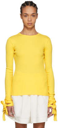 J.W.Anderson Yellow Long Sleeve Ribbed Tie Cuff T-Shirt