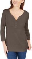 Thumbnail for your product : Karen Scott Cotton Henley V-Neck Top, Created for Macy's