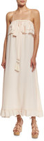 Thumbnail for your product : See by Chloe Sleeveless Ruffle-Trim Silk Popover Midi Dress, Pink