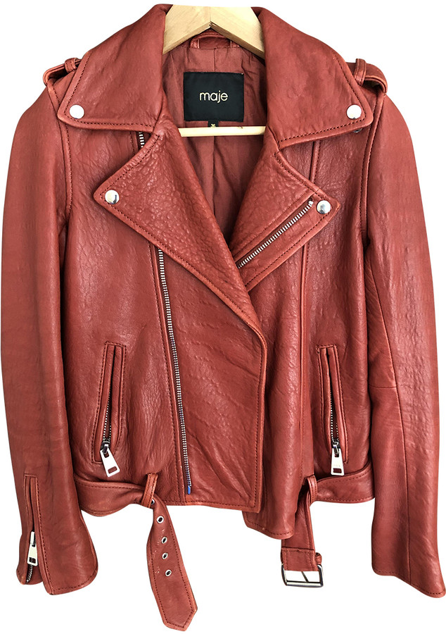maje red leather jacket