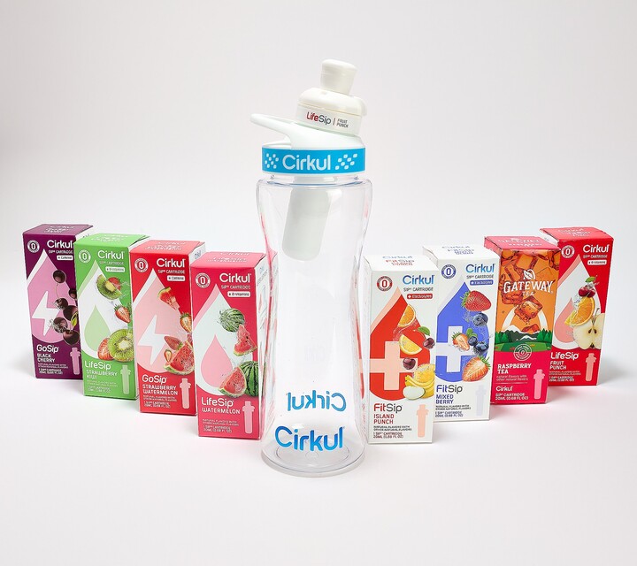 Cirkul 22-oz Water Bottle w/ 8 AdjustableFlavor Cartridges