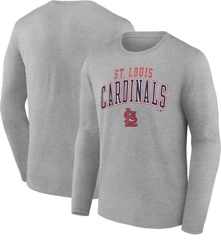Fanatics Men's Heather Gray St. Louis Cardinals Iconic Logo Long Sleeve T-Shirt